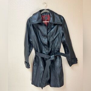 Wilsons Leather 100% Leather Mid Length Belted Trench Size L